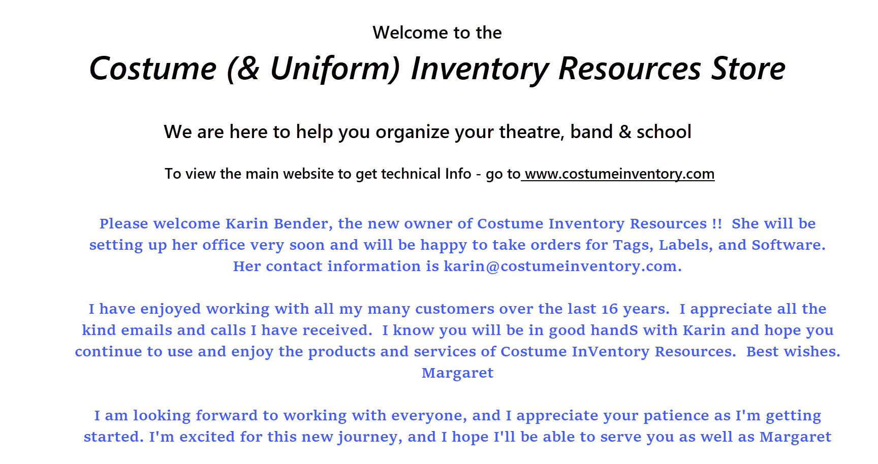 Costume Inventory Resources